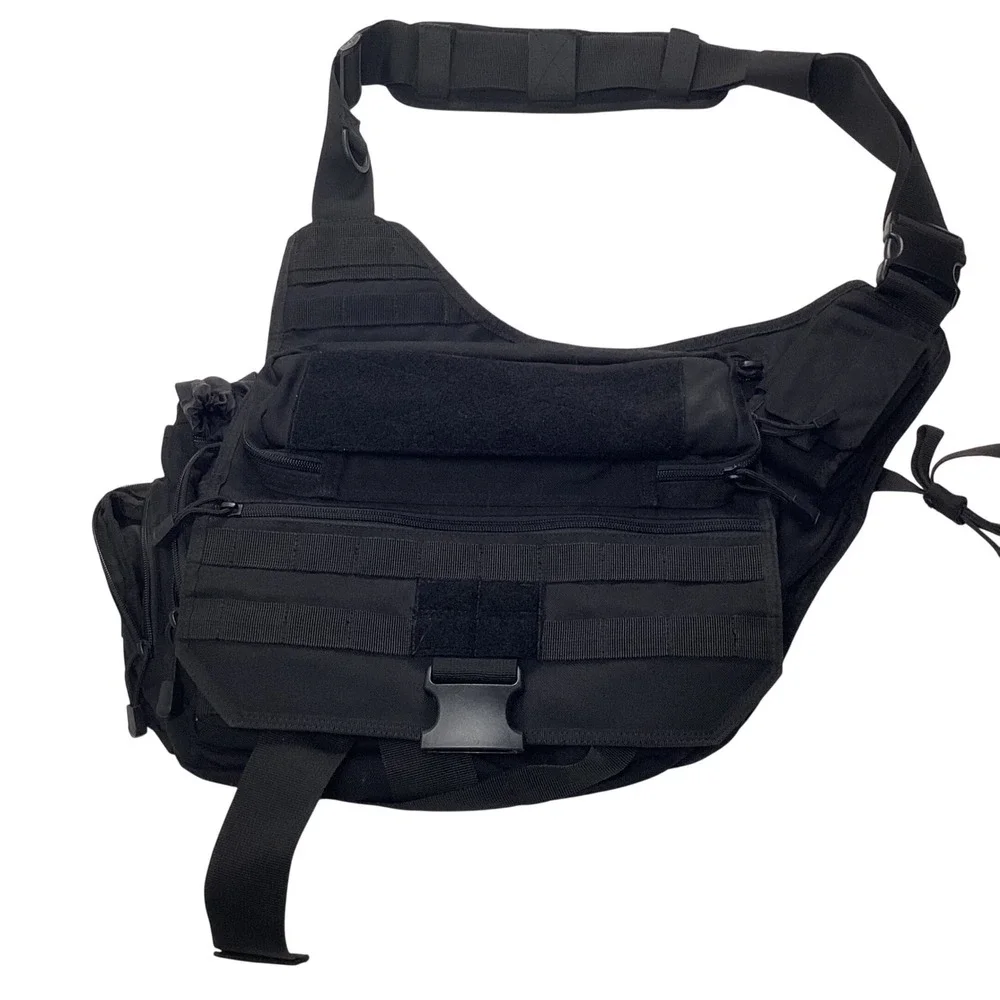 Rapdom Tactical Gear T311 Black Messenger Bag MOLLE Shoulder Utility EDC Pack